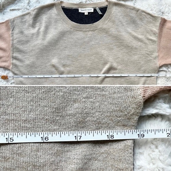 Rebecca Taylor Colorblock Crewneck Sweater Camel S - Picture 9 of 11